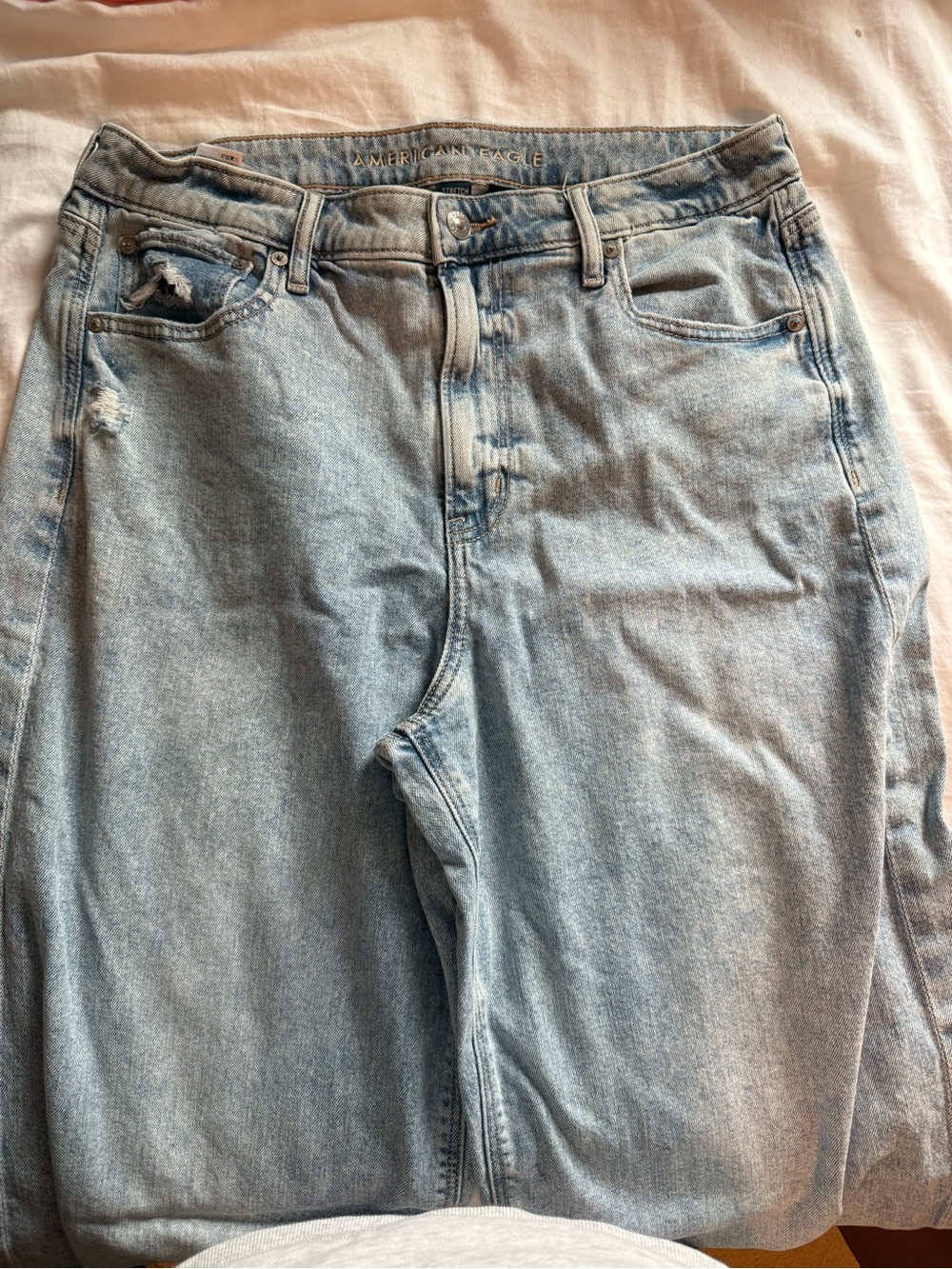 American Eagle Outfitters Light Blue High-Waist Wide Leg Jeans